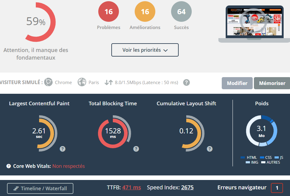 Analyse de la performance avec Dareboost