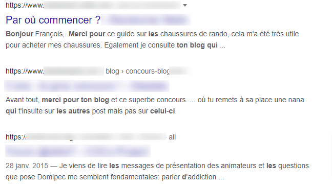 Commentaires de blog dans les SERP - Google