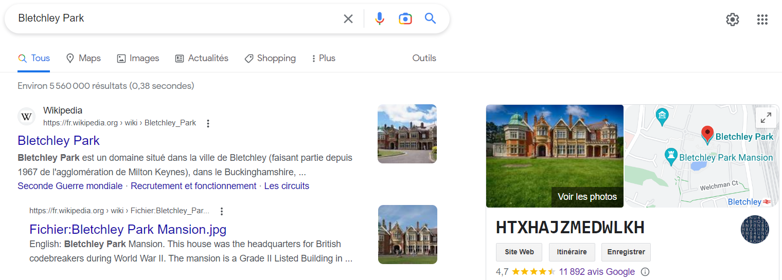 Les Easter Eggs de Google Bletchley Park Neper