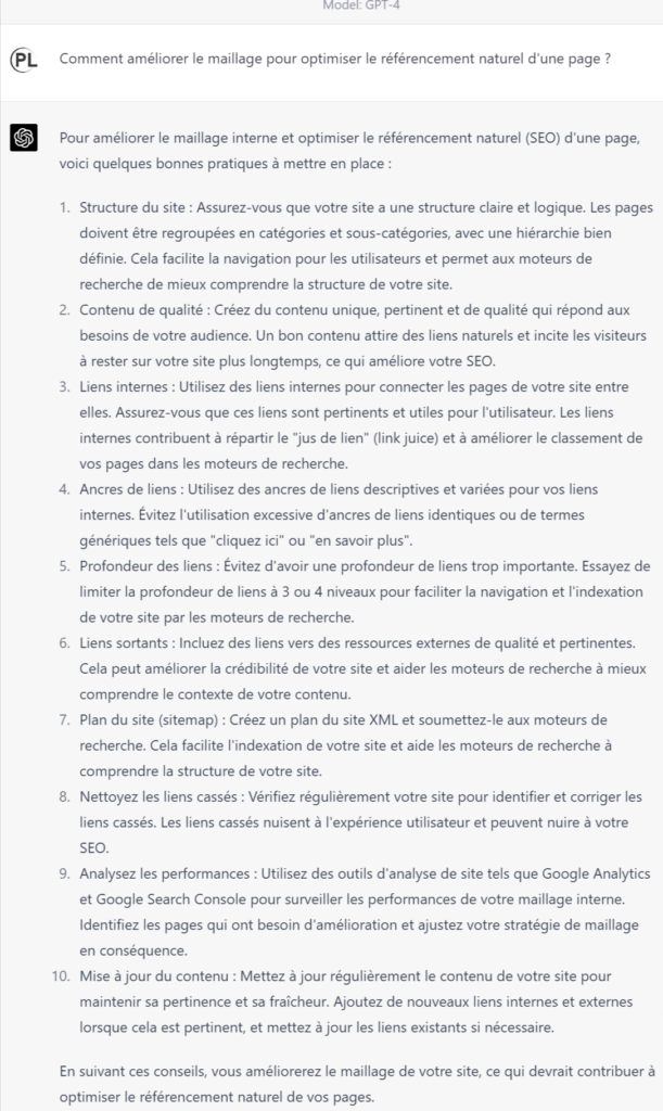 SEO, maillage : OpenAI, ChatGPT avec le modèle de langage GPT-4